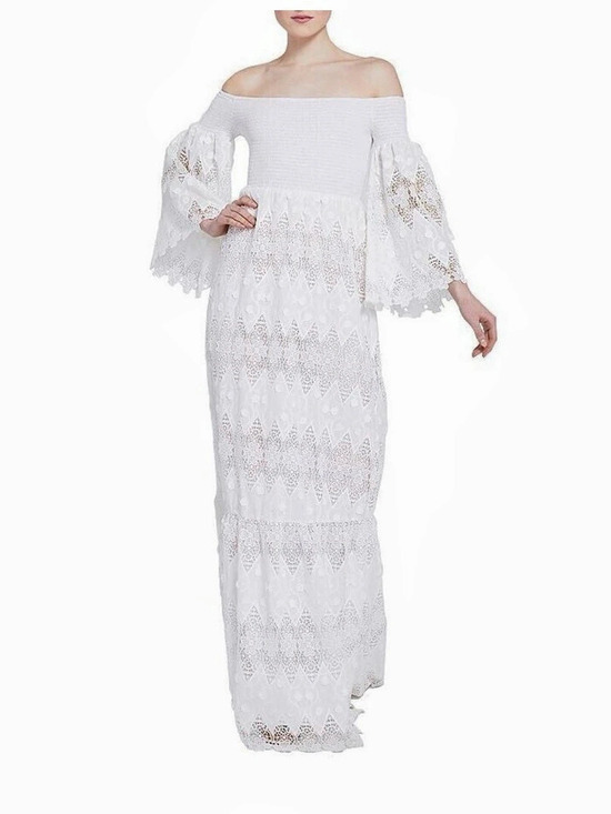 Alice + Olivia Dresses & Skirts - alice + olivia Roseline smocked White Lace Maxi Dress Large
